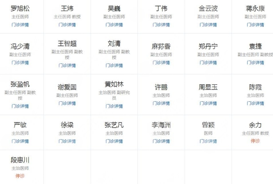 上海九院科室醫(yī)生信息